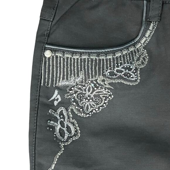 Otto Gi Italy Black Silver Embellished Pockets Bootcut Pants sz 38 / 8 NEW Tags - Picture 7 of 14